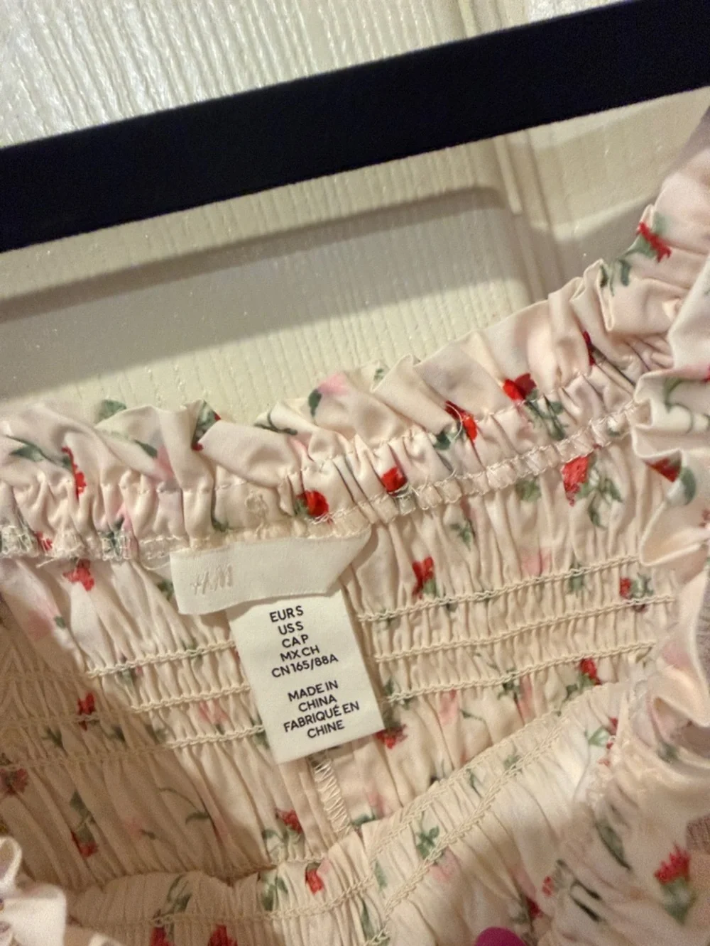 H&M cream floral off the shoulder midi dress, small - Picture 4 of 8